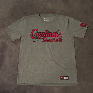 Nike Grey Cardinals Baseball Graphic Tee with Red Logo